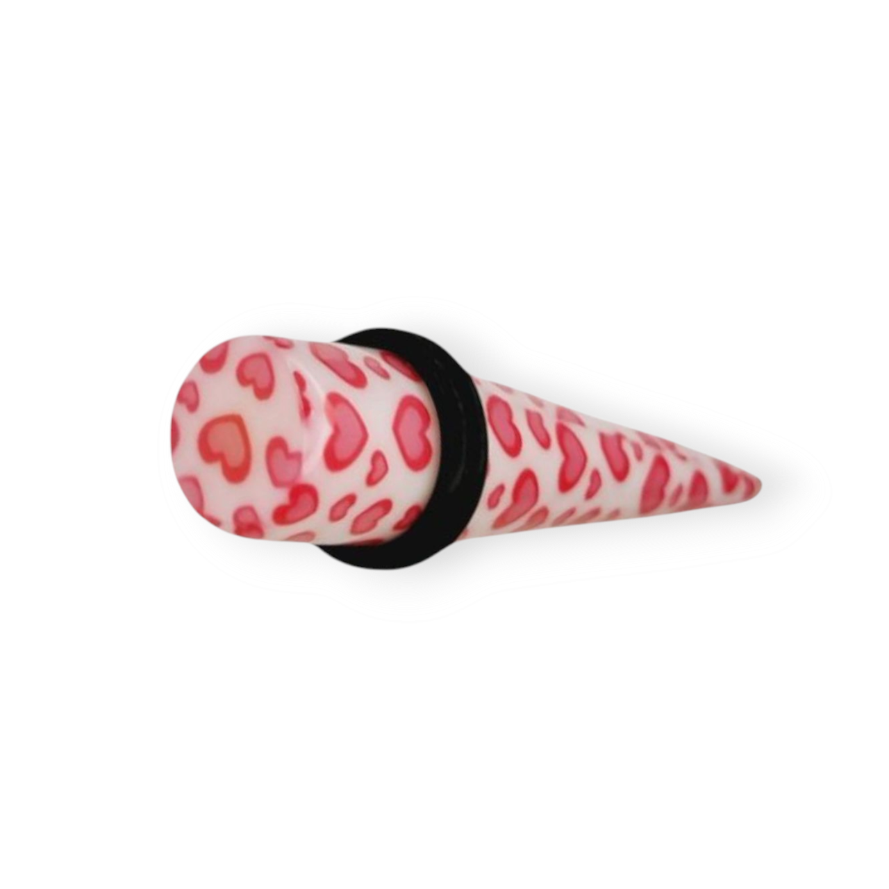 Расширитель прямой с сердцами 6 мм Белый/Розовый (5778)