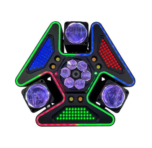 Лазерная установка светодиодная Lem Berger DMX512 треугольная подвижная с вращением со стробоскопом музыкальная 27 каналов управления 150 Вт