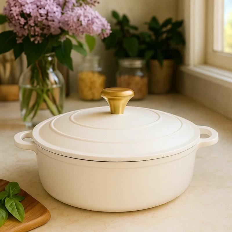 Сотейник Edenberg EB-12097 с антипригарным мраморным покрытием и металлической крышкой 28x8см 4 л Белый (EB-12097)