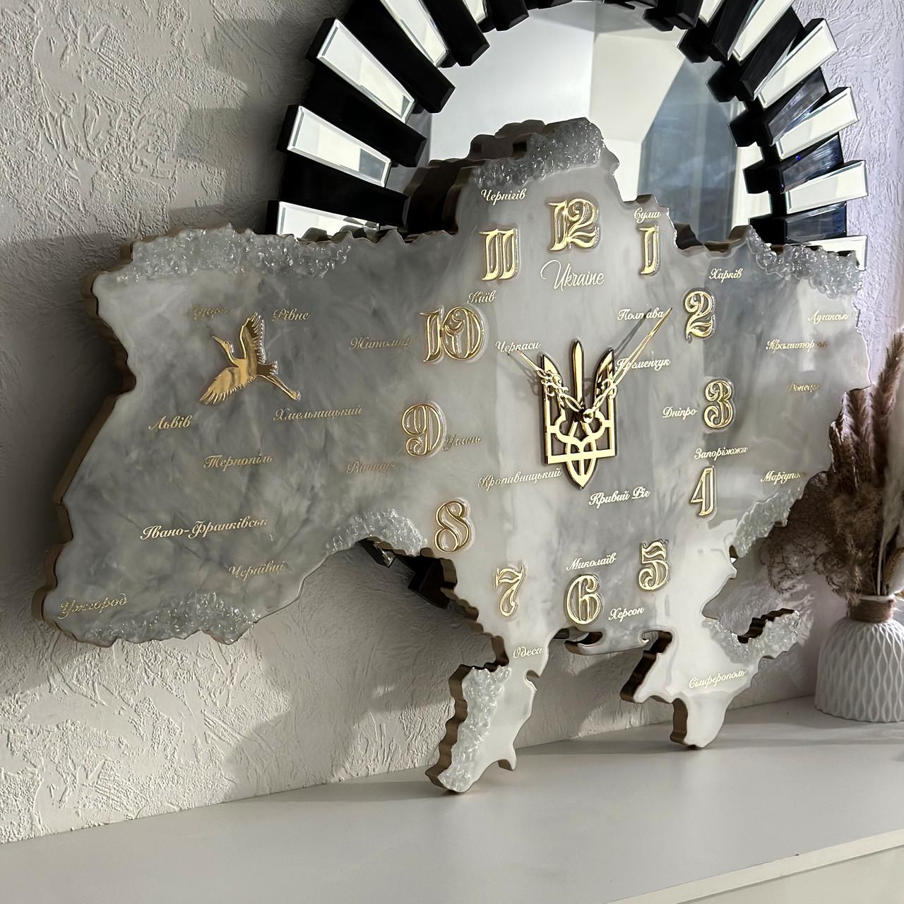 Часы настенные из эпоксидной смолы Карта Украины 150х100 см