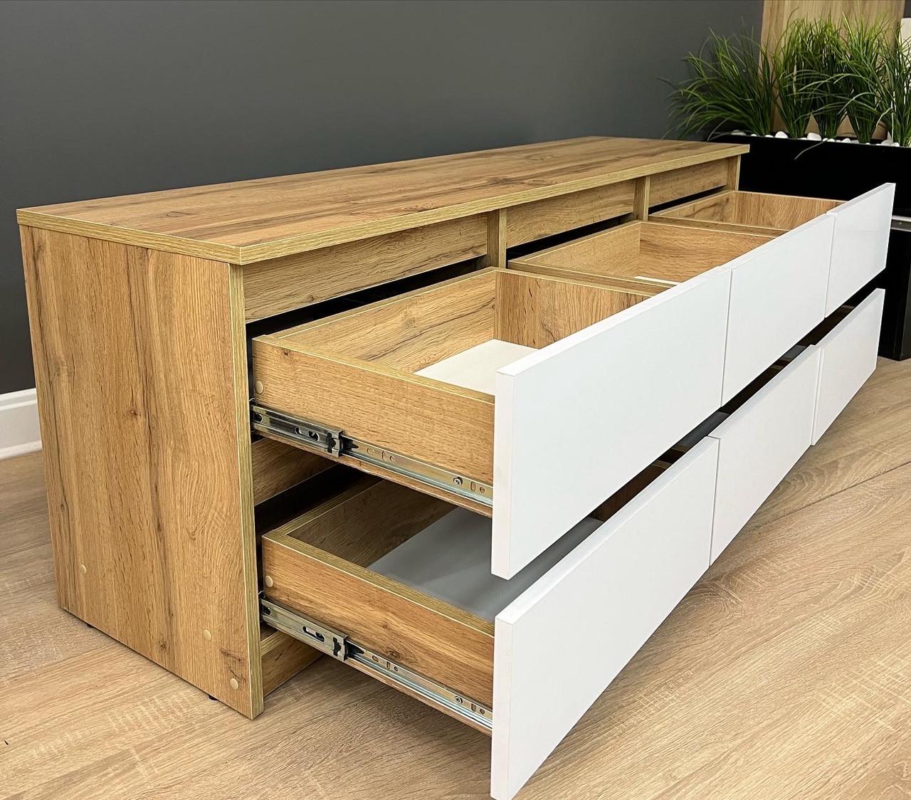 Тумба під ТВ Кватро 6Н 1400х500х370 мм Дуб Аппалачі/Німфея Альба - фото 5