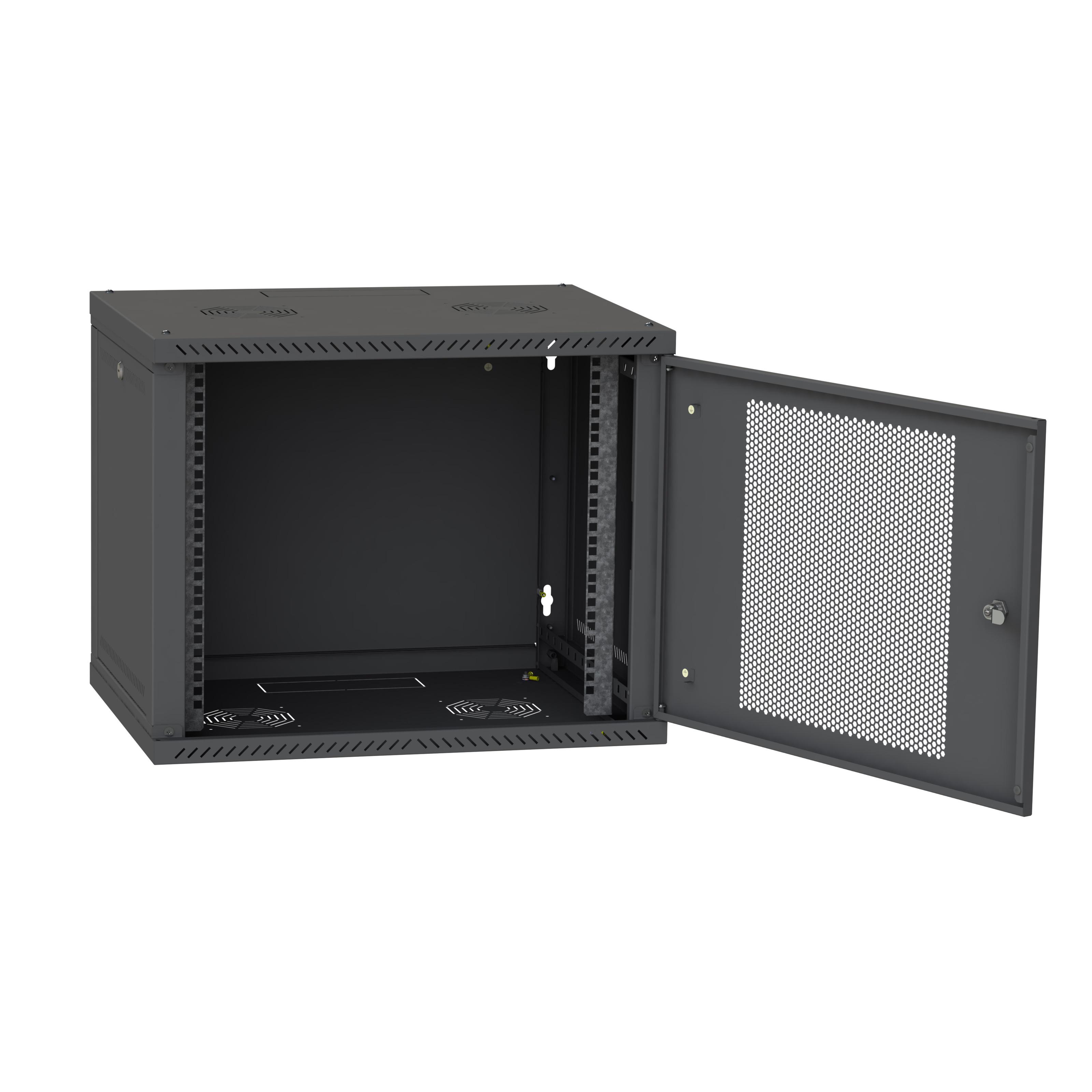 Шафа серверна розбірна перфорована 12U IP 19" 600x600 мм Чорний - фото 3