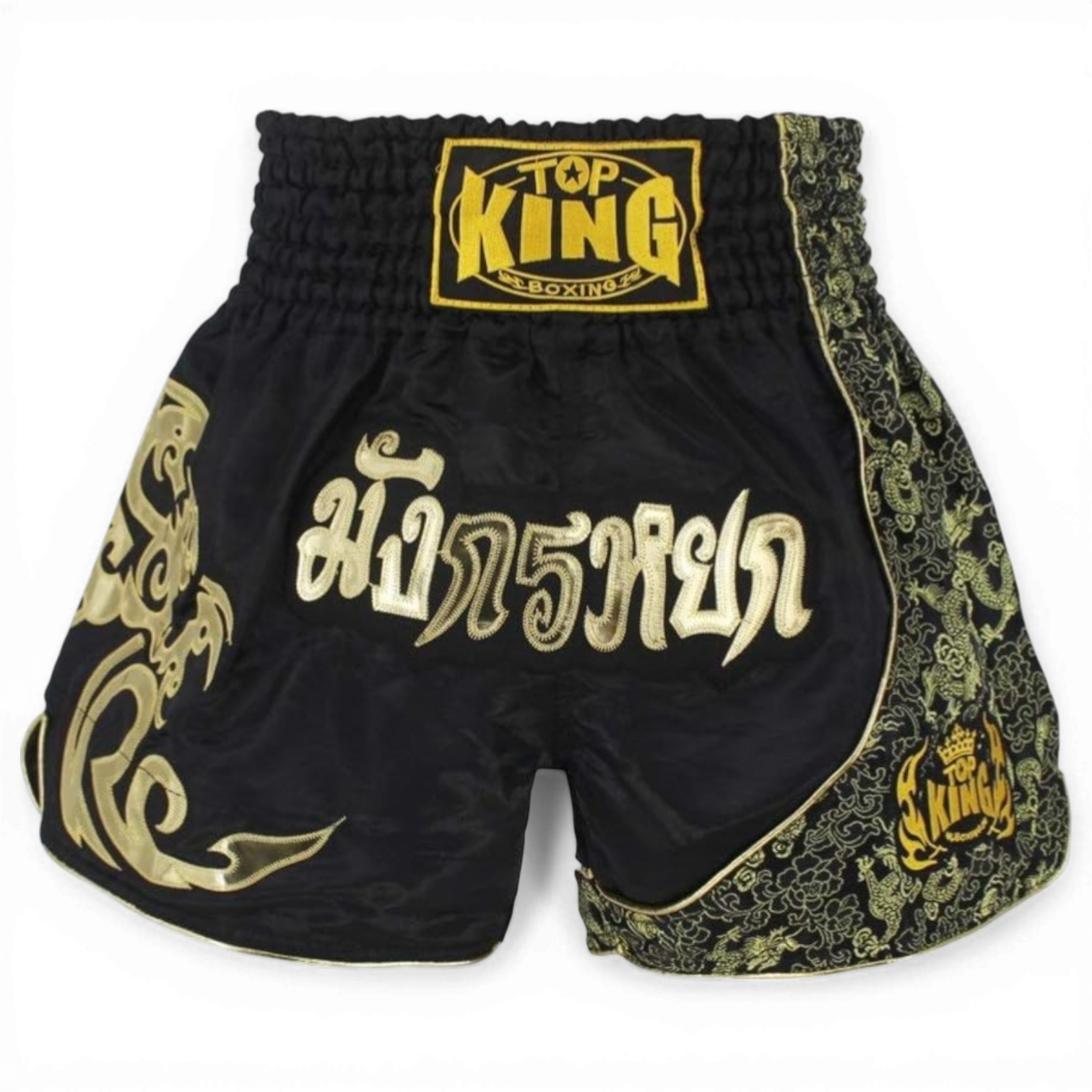 Шорти для тайського боксу Top King сатинові XXL Чорний (4_4_XXL_17С)