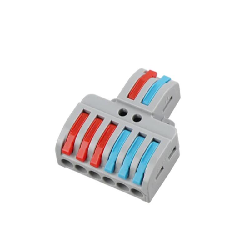 Клемма разветвляющая Tactix 0,08-4 мм2 35А 1-3+1-3 одинарная 40х33,5х14,5 мм крепеж 3,1 мм Разноцветный (LT-623)
