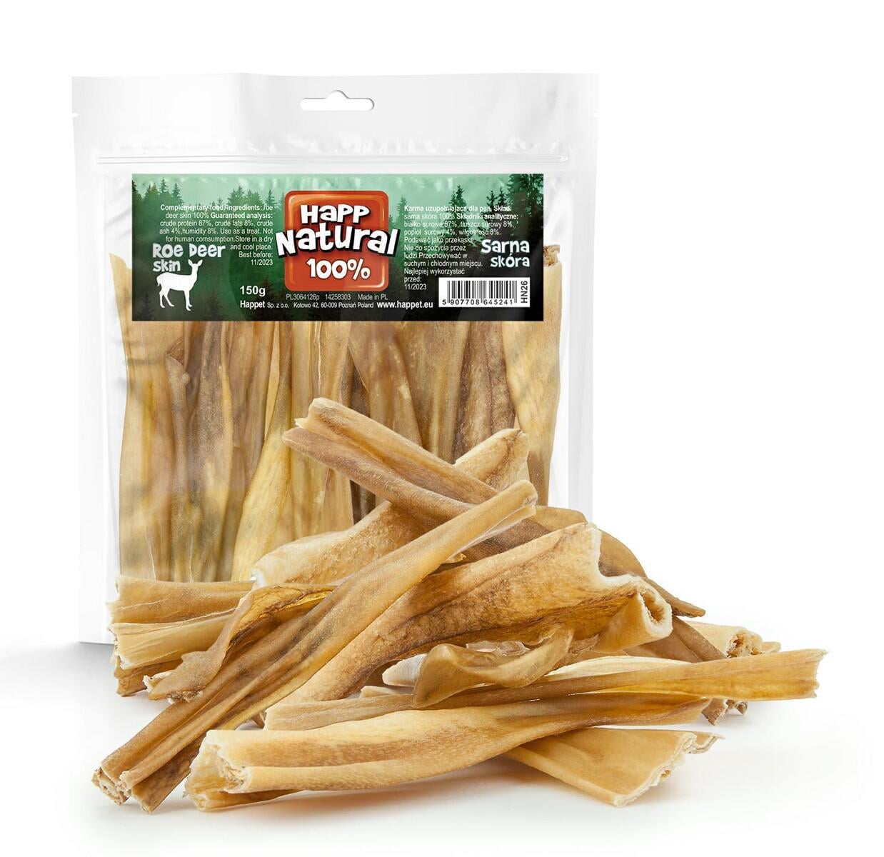 Кожа сушеная косули Happet Natural 100% натуральное лакомство для собак 150 г (HN26 5907708645241)