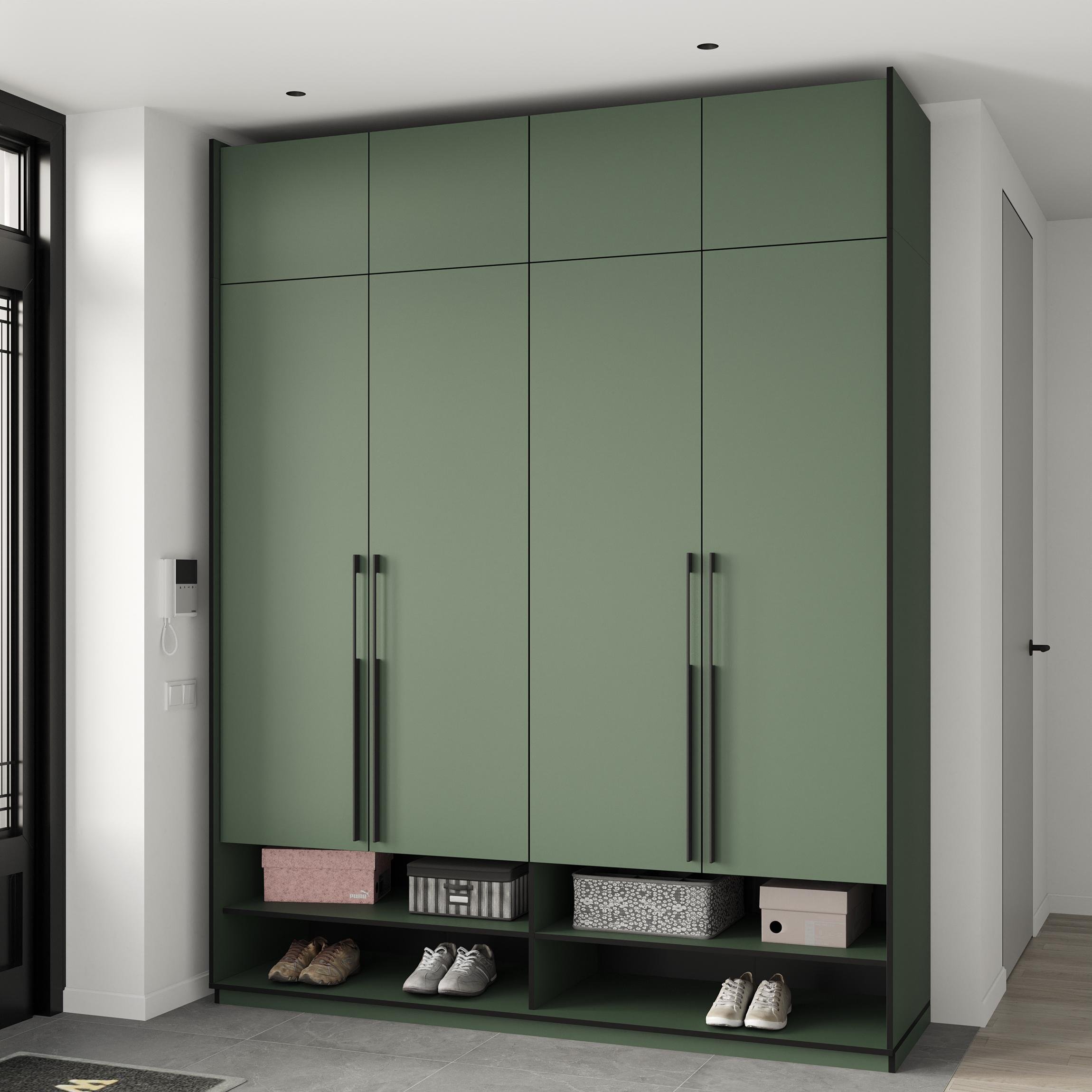 Шафа в передпокій розпашна чотиридверна зі штангами для одягу та антресолью 1969х2500х570 мм Зелений (mr-8a-gd) - фото 1 Шафа в передпокій розпашна чотиридверна зі штангами для одягу та антресолью 1969х2500х570 мм Зелений (mr-8a-gd) - фото 1