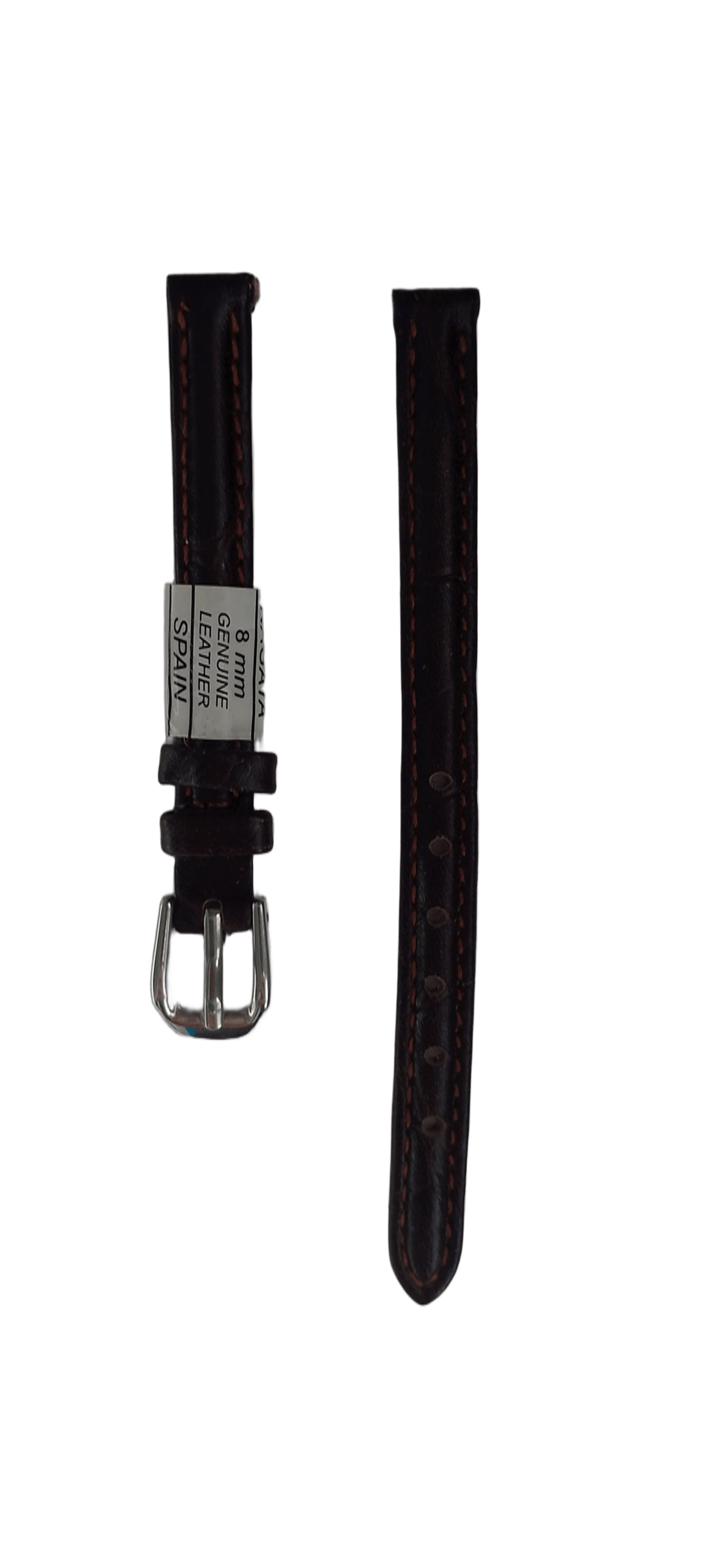 Ремешок для часов кожаный крокодил 8х150 мм Коричневый (2457А)