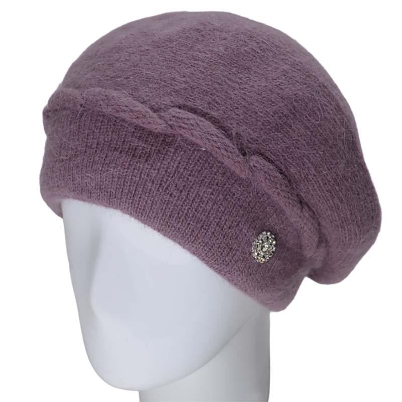 Берет жіночий Novita Динара ангоровий зимовий Пудровий (118721)