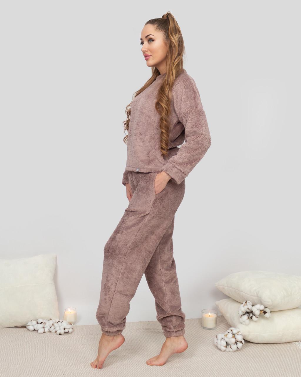 Костюм женский домашний махровый женский кофта с брюками L Мокко - фото 2 Костюм женский домашний махровый женский кофта с брюками L Мокко - фото 2