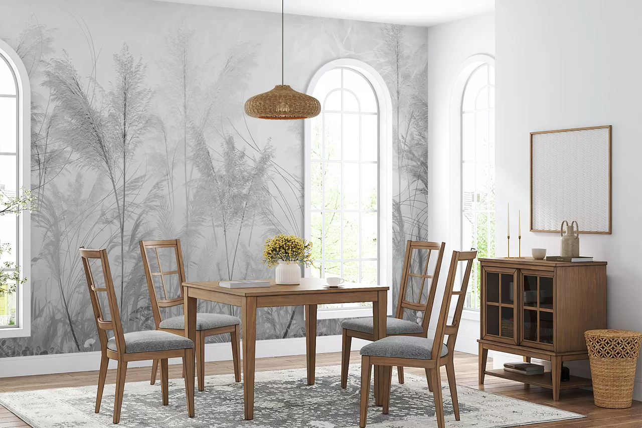 Фотообои флизелиновые Styleo Полевые растения u93903v4 350х270 см Серый