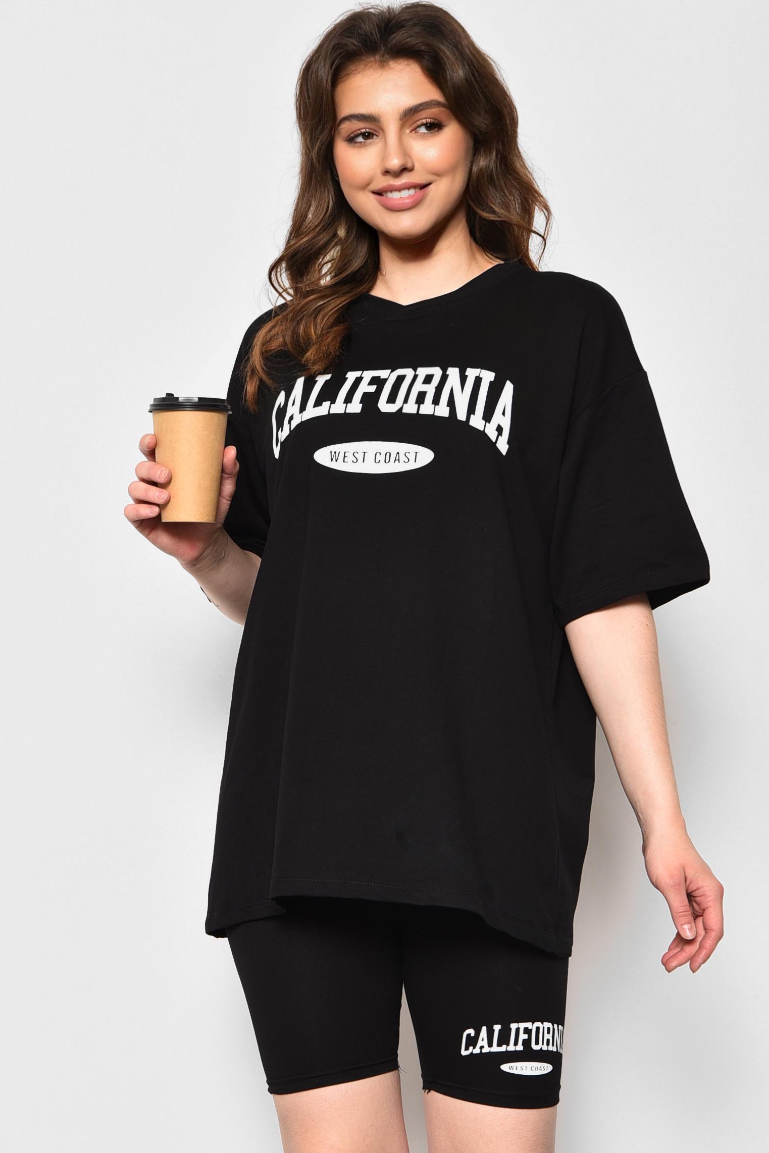 Спортивный костюм женский летний M-XL Черный (175271)