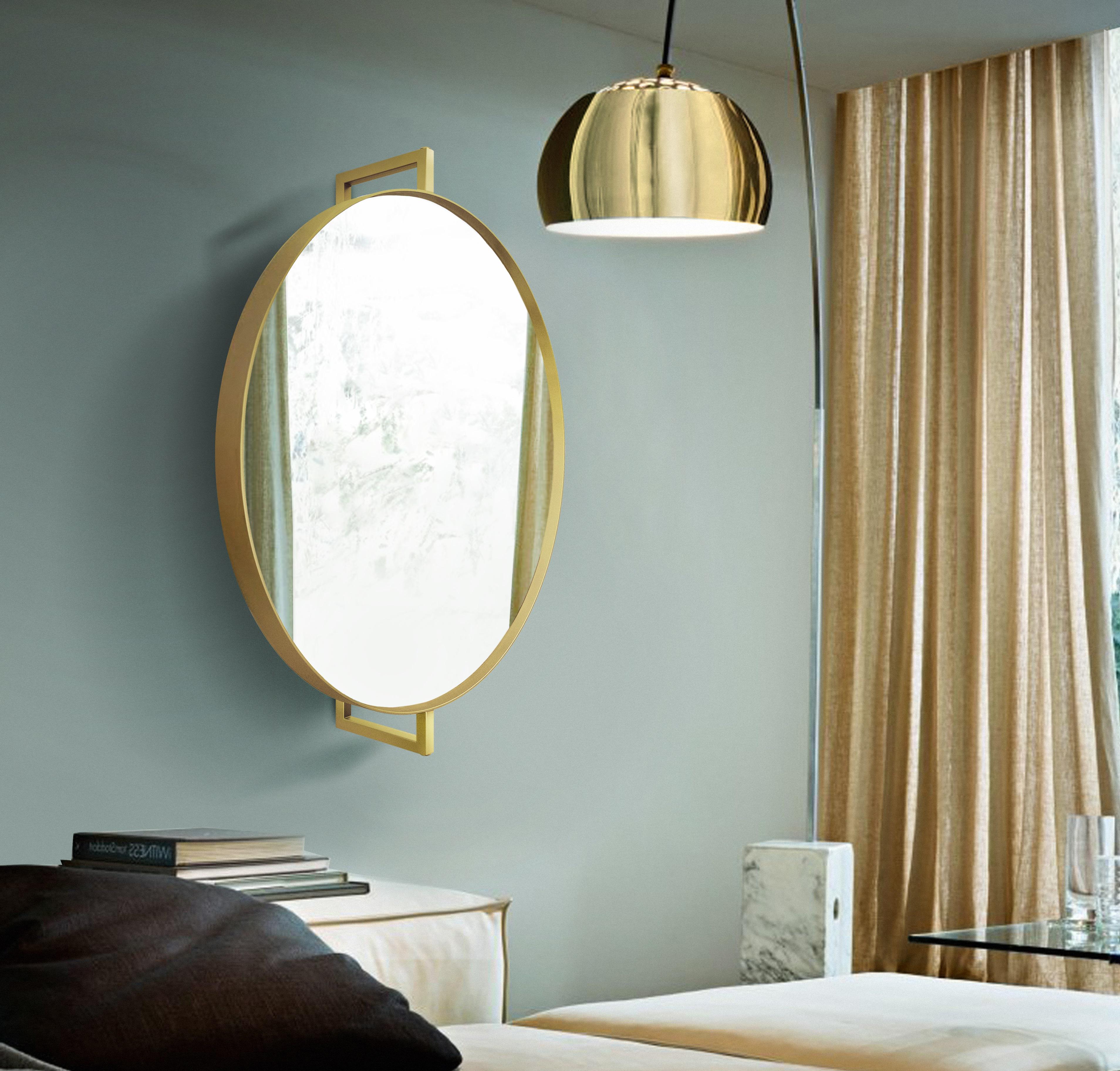 Зеркало поворотное круглое в металлической раме Золото