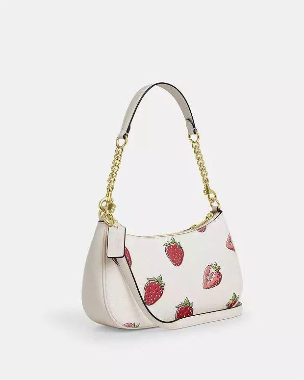 Женская сумка в стиле Coach Strawberry через плечо кроссбоди с принтом клубники