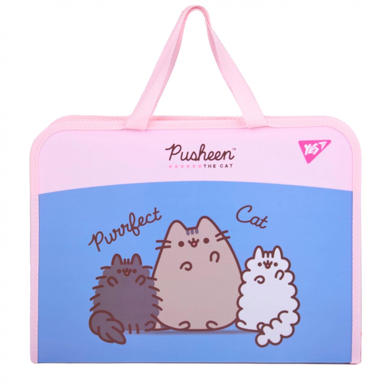 Папка-портфель школьный YES FC Pusheen на молнии с тканевыми ручками (492317)