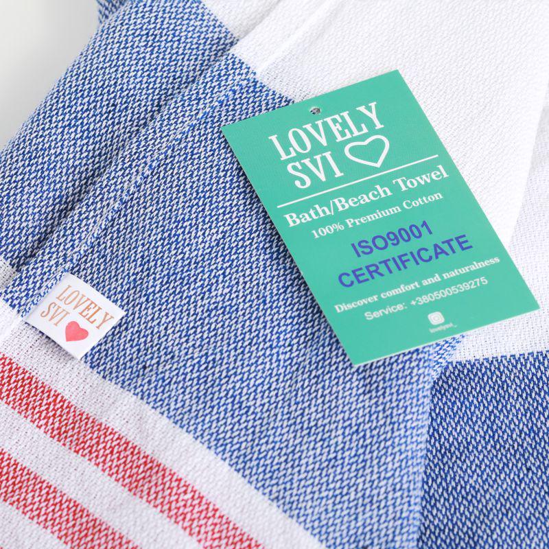 Рушник пештемаль Lovely Svi бавовна XХL 100x180 см Blue/Red Stripes (1032025) - фото 3