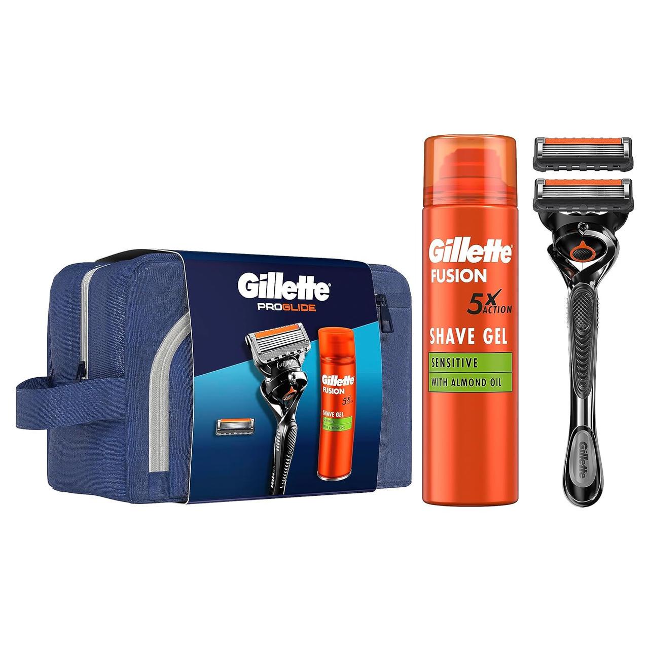 Набір для гоління Gillette Fusion Proglide косметичка/станок/касета/гель для гоління (8001090571465)