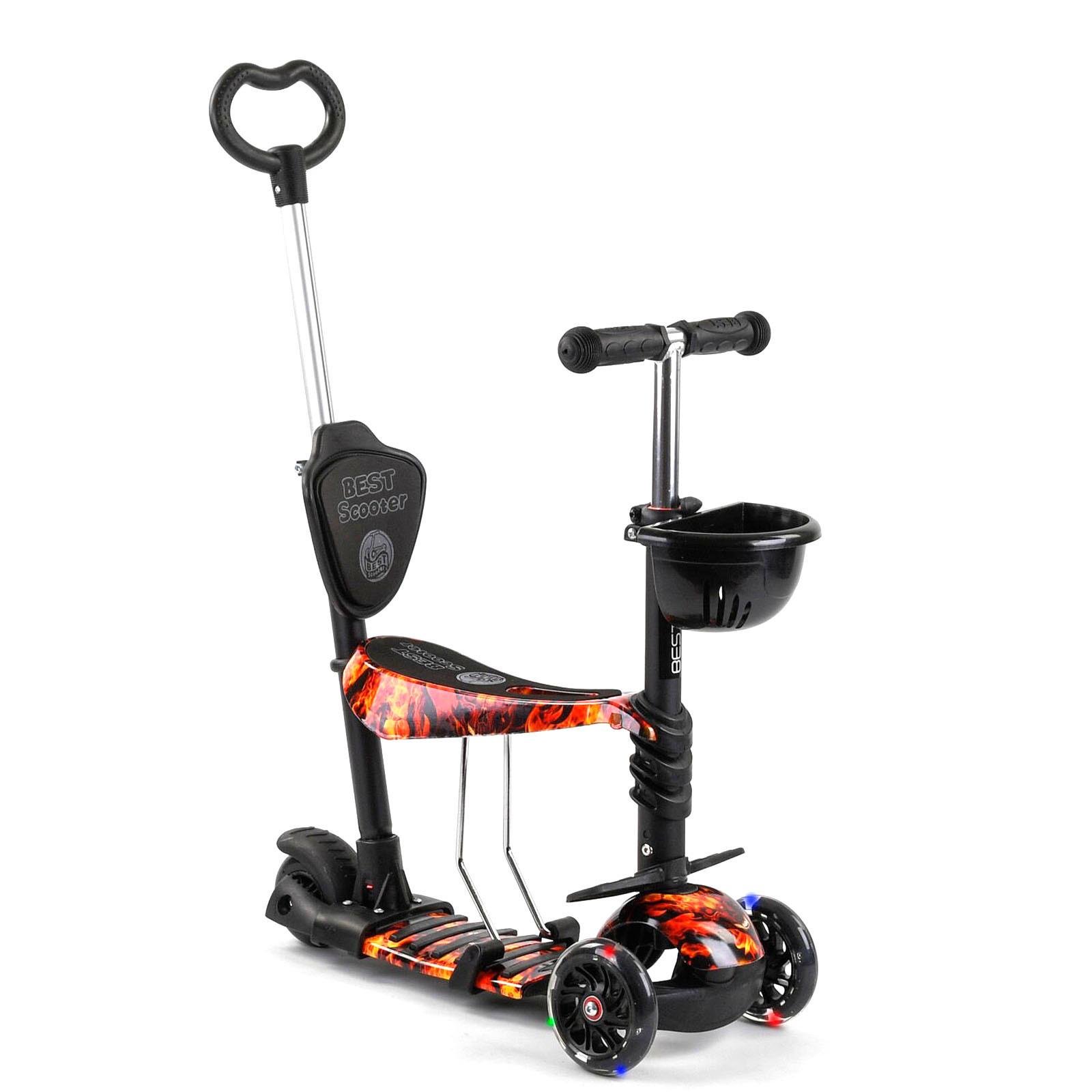 Самокат Scooter со световым эффектом 5в1 Черно-оранжевый (6900066350283)