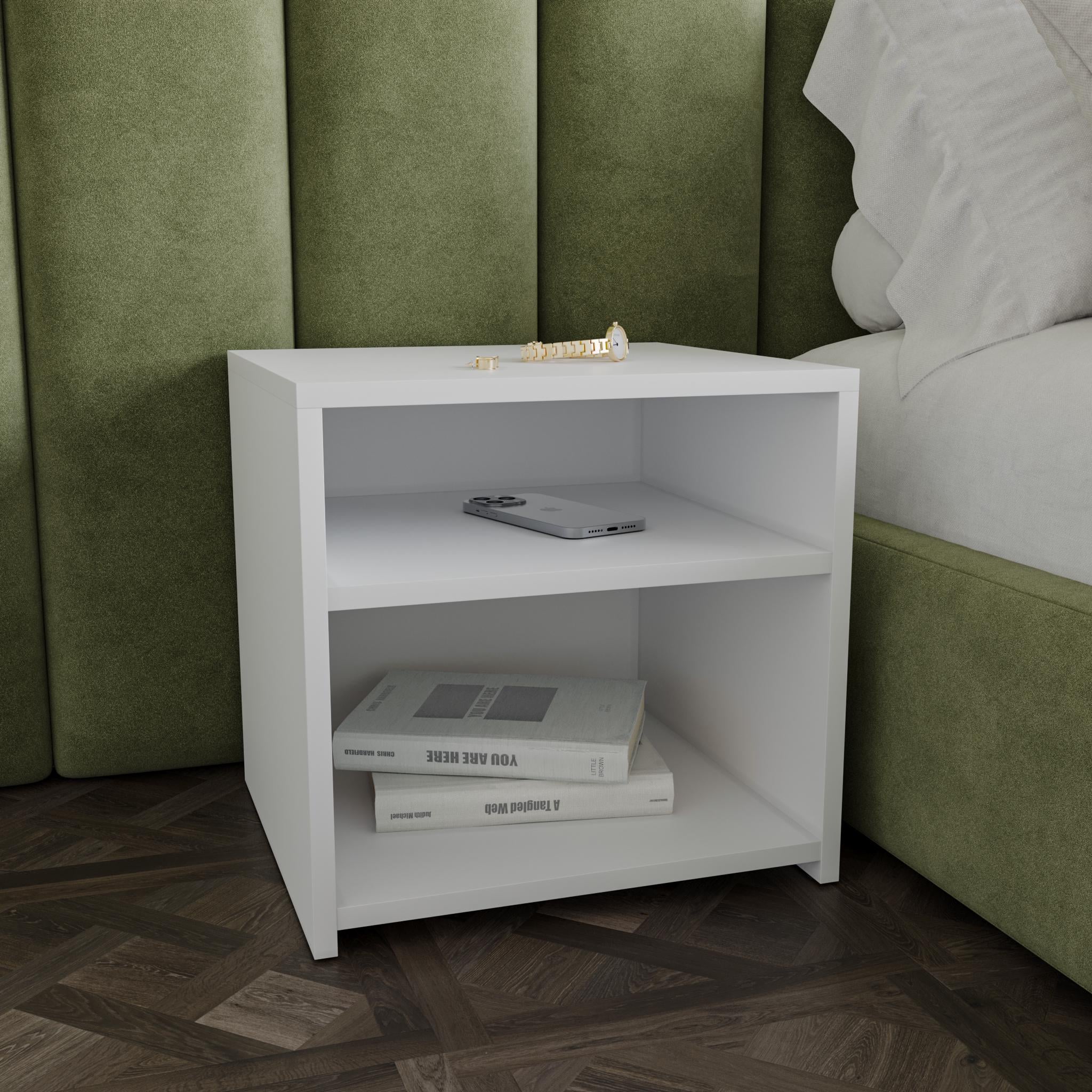 Тумба прикроватная открытая в спальню приставная 40х40 см Белый (А-100)