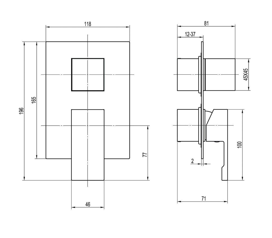 Змішувач для душу вбудований TOPAZ Odiss to 08117-L03-BL-TT з тропічним душем - фото 14