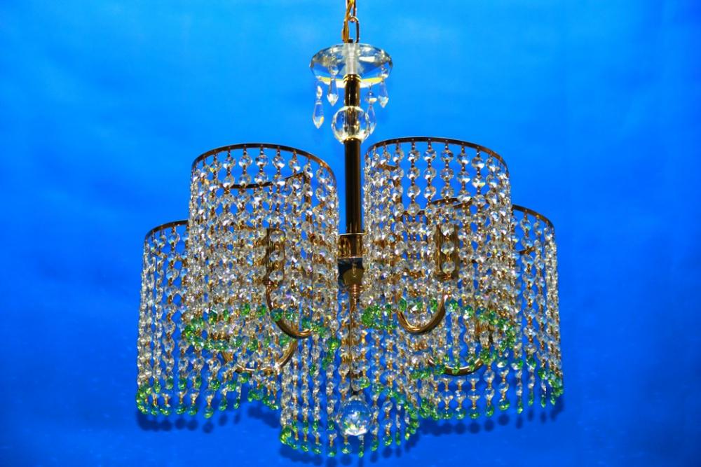 Хрустальная люстра L8405A/5 FGD WT GR Золото/Белый/Зеленый (AN000497)