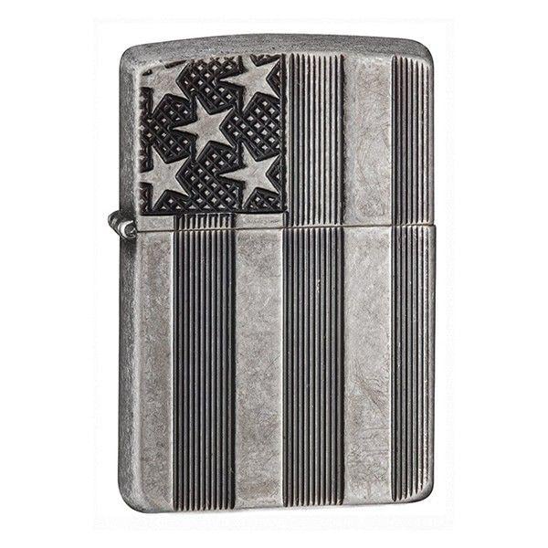 Зажигалка ZIPPO 28974 U.S. Flag Armor Antq Slvr Plate