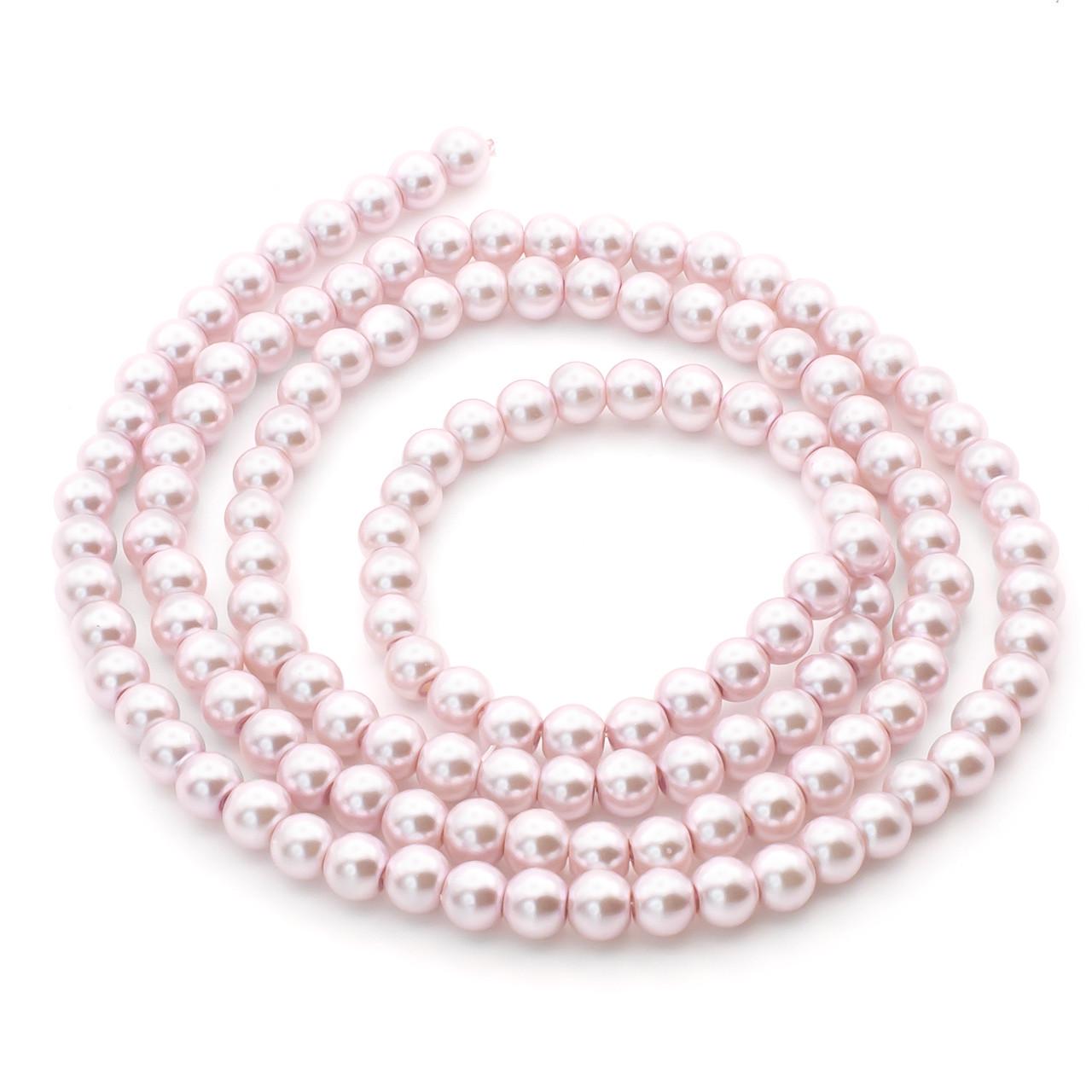 Бусины стеклянные на нитке под жемчуг 3 мм 62 см 215 шт. Розовый нежный (БЖ0003к23)