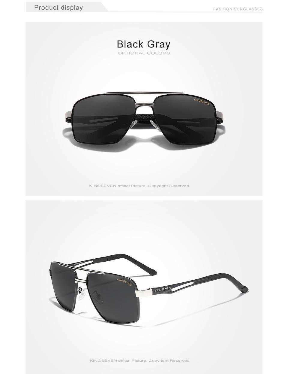Сонцезахисні окуляри чоловічі KINGSEVEN DESIGN N7755 в класичній квадратній оправі з лінзами поляризованими Чорний/Сірий - фото 3 Сонцезахисні окуляри чоловічі KINGSEVEN DESIGN N7755 в класичній квадратній оправі з лінзами поляризованими Чорний/Сірий - фото 3