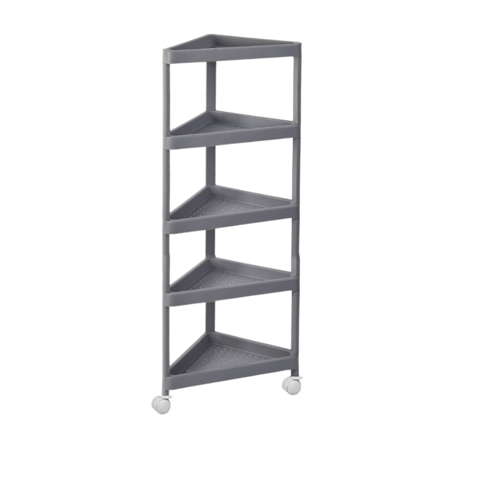 Стелаж-полиця кутова пересувна на колесах на 5 ярусів Сірий (2617578397)