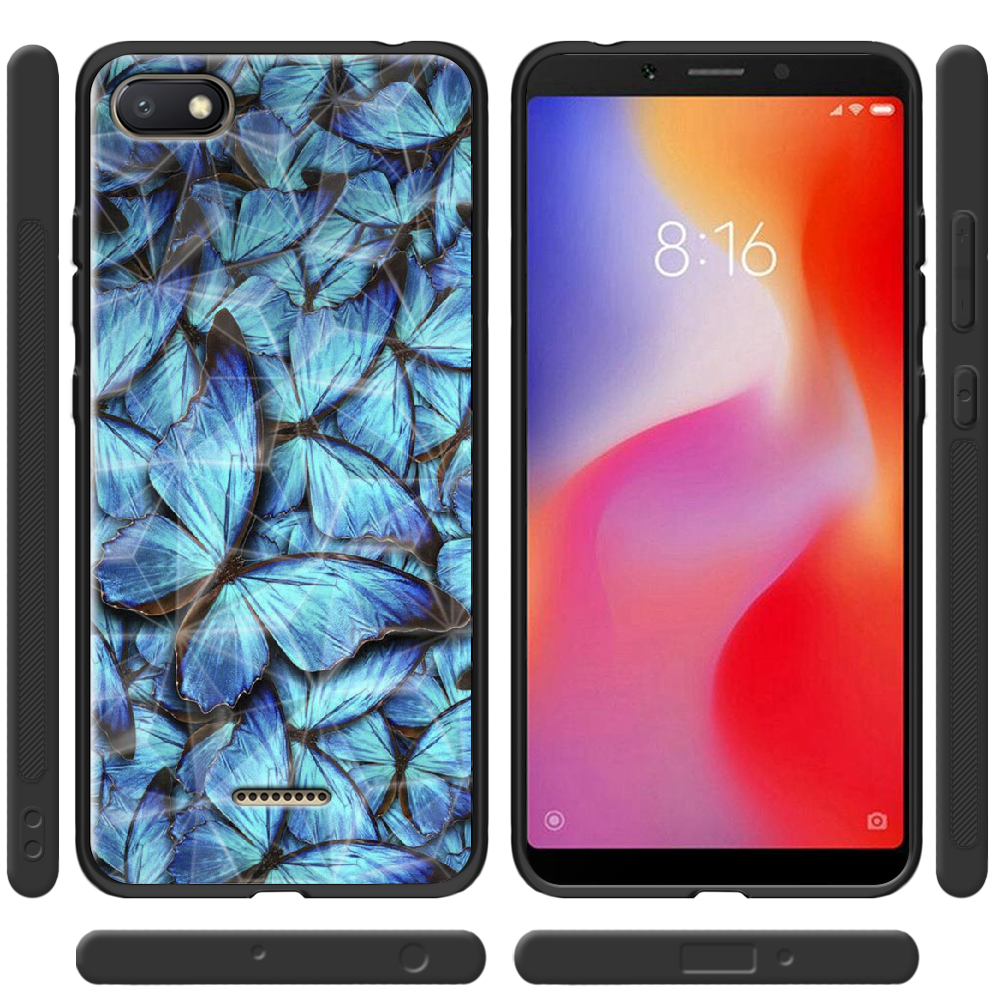 Чехол Boxface Xiaomi Redmi 6A лазурные бабочки Черный силикон с призмой (34811-up1550-37868) - фото 2 Чехол Boxface Xiaomi Redmi 6A лазурные бабочки Черный силикон с призмой (34811-up1550-37868) - фото 2