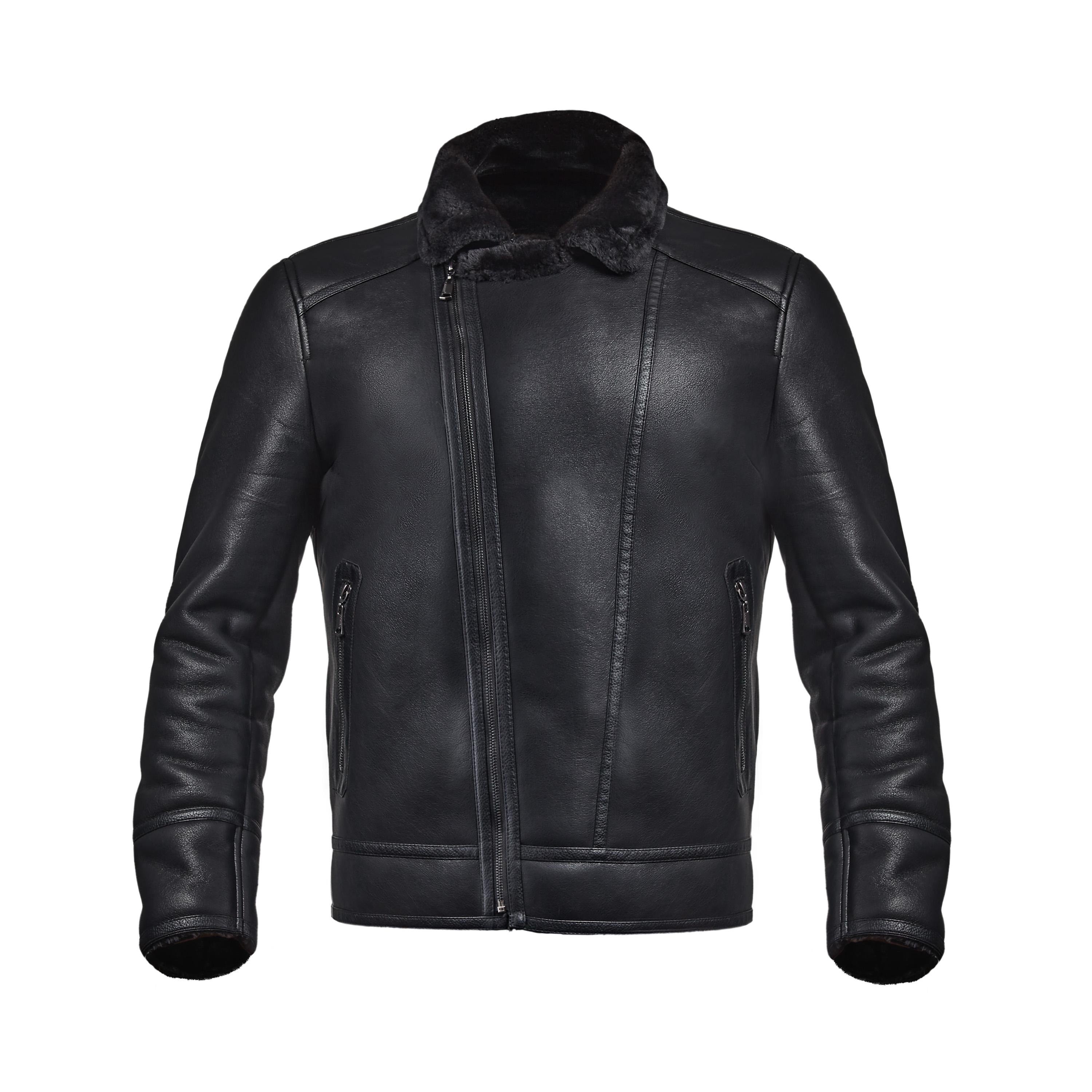 Куртка-дублянка мужская зимняя косуха из натуральной кожи р. 46 Черный (23733608) - фото 3 Куртка-дублянка мужская зимняя косуха из натуральной кожи р. 46 Черный (23733608) - фото 3