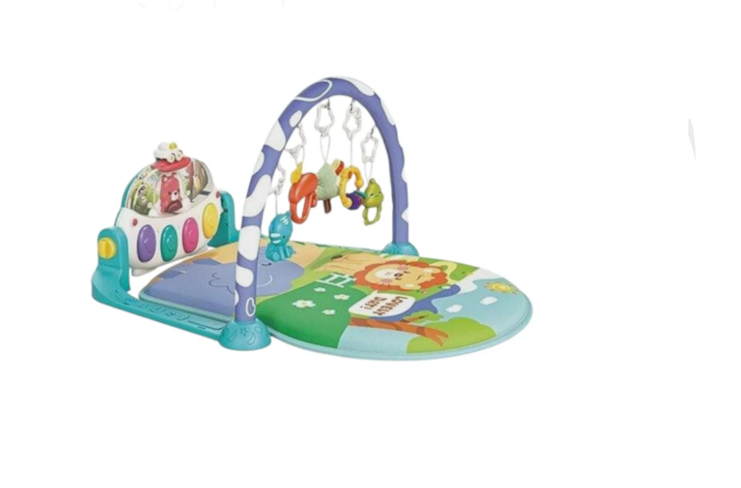 Развивающий коврик с пианино/подвесными игрушками и подсветкой Синий (N 66007)