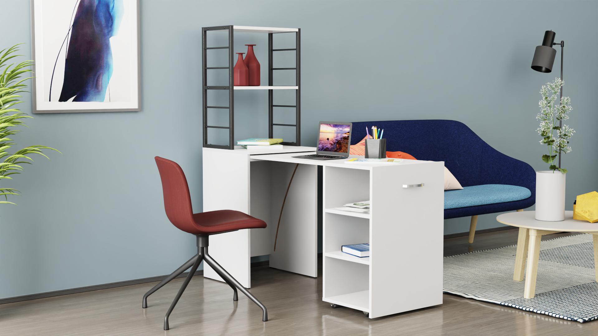 Стіл-тумба трансформер Ferrum-decor Смарт 4/1 з етажеркою метал/ДСП 16 мм 1430x1450x500 мм Чорний/Білий (FRD-105123) - фото 4 Стіл-тумба трансформер Ferrum-decor Смарт 4/1 з етажеркою метал/ДСП 16 мм 1430x1450x500 мм Чорний/Білий (FRD-105123) - фото 4