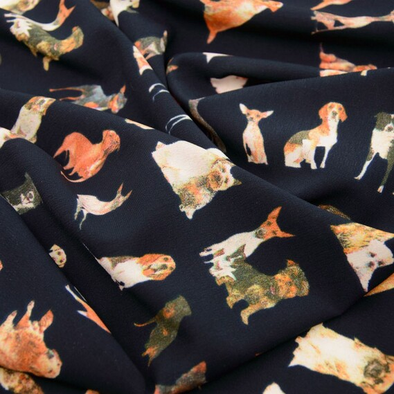 Ткань плательная IDEIA Супер Софт V-118 фауна/собака 1,5 м Черный (2200004026220)