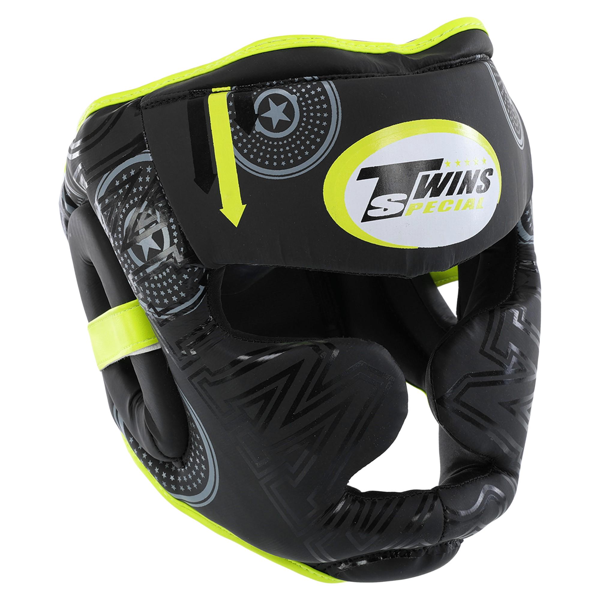 Шлем боксерский TWN BO-9481 TW50 с полной защитой PVC M Черно-лимонный (BO-9481_Черный-лимонный_M)