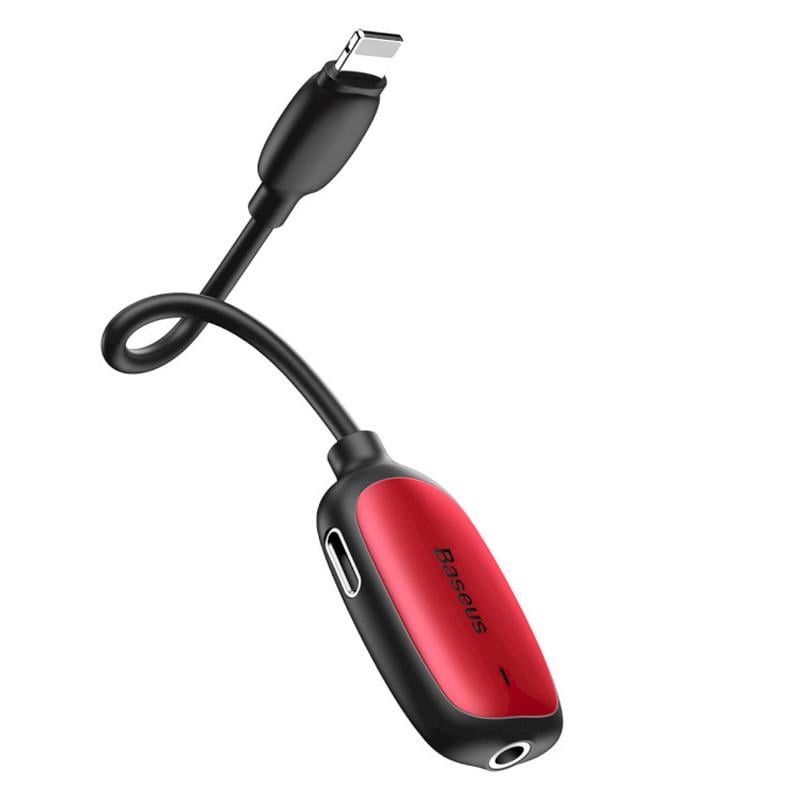 Перехідник Baseus L51 CALL51-91 3в1 iP Male to Dual iP 3,5 мм Червоний