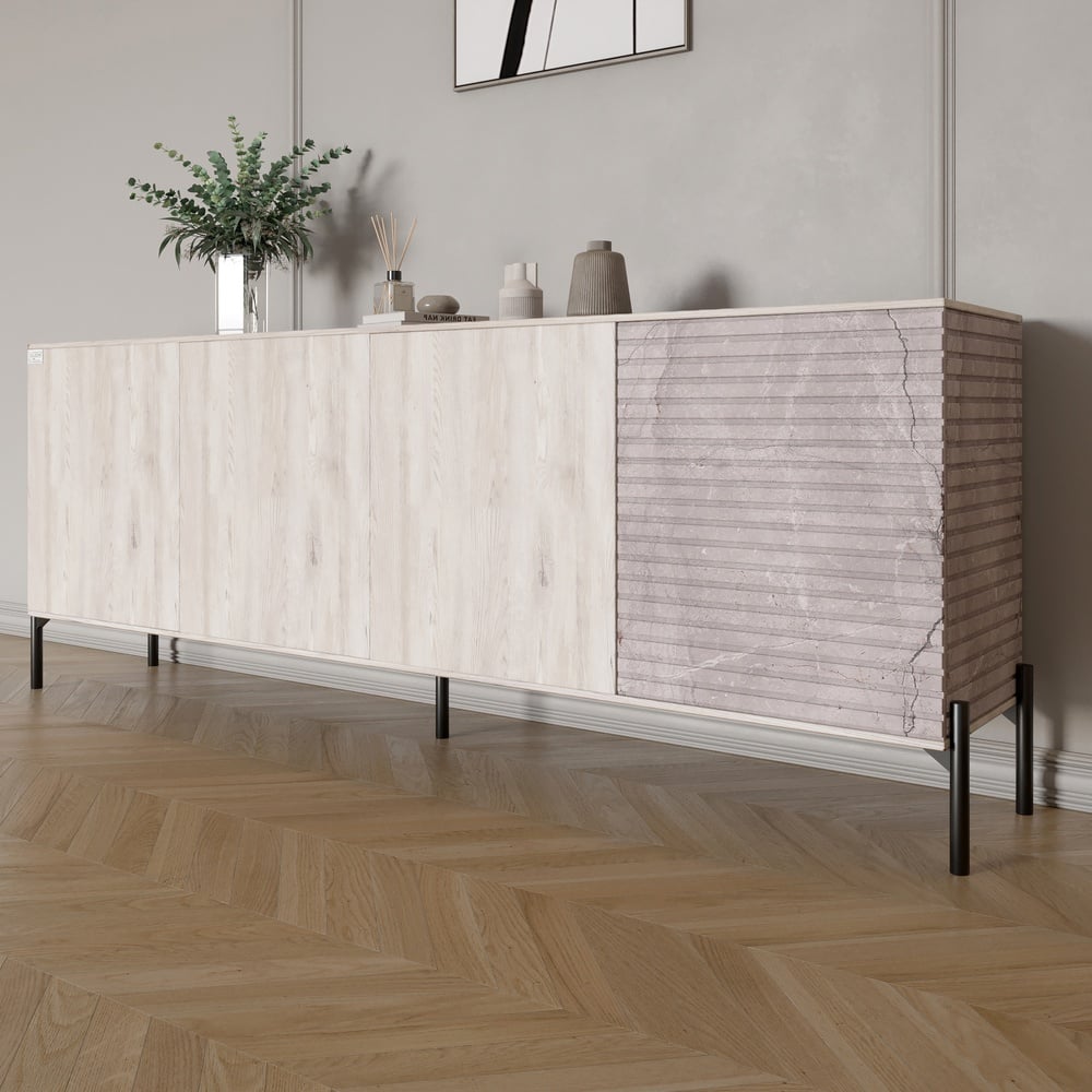 Комод Lion Грей 204x38x76,5 см Самоа Дымчатый/Камень (LION-042619)