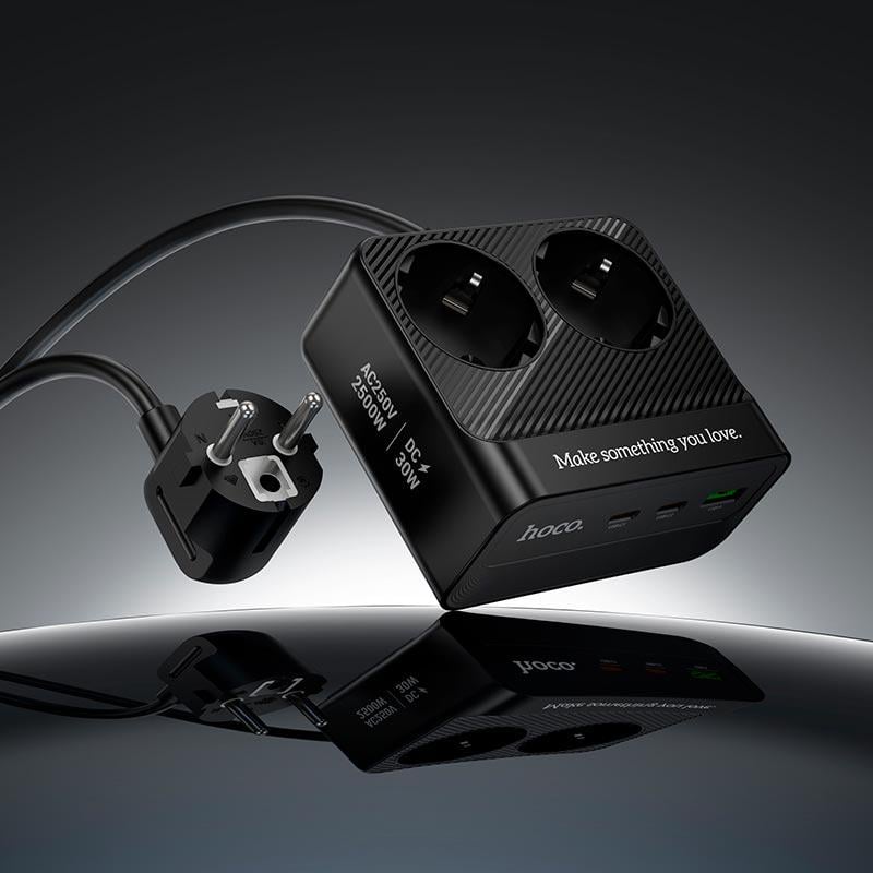 Подовжувач мережевий Hoco AC27 Descanso 2 м Black (28155013) - фото 3