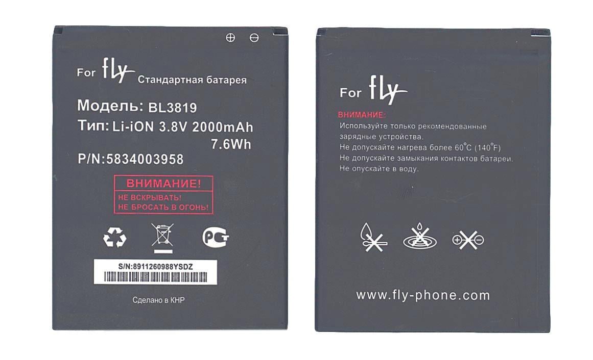 Аккумулятор для смартфона Fly BL3819 IQ4514 Evo Tech 4 3,8V 2000 mAh 7,6 Wh Black