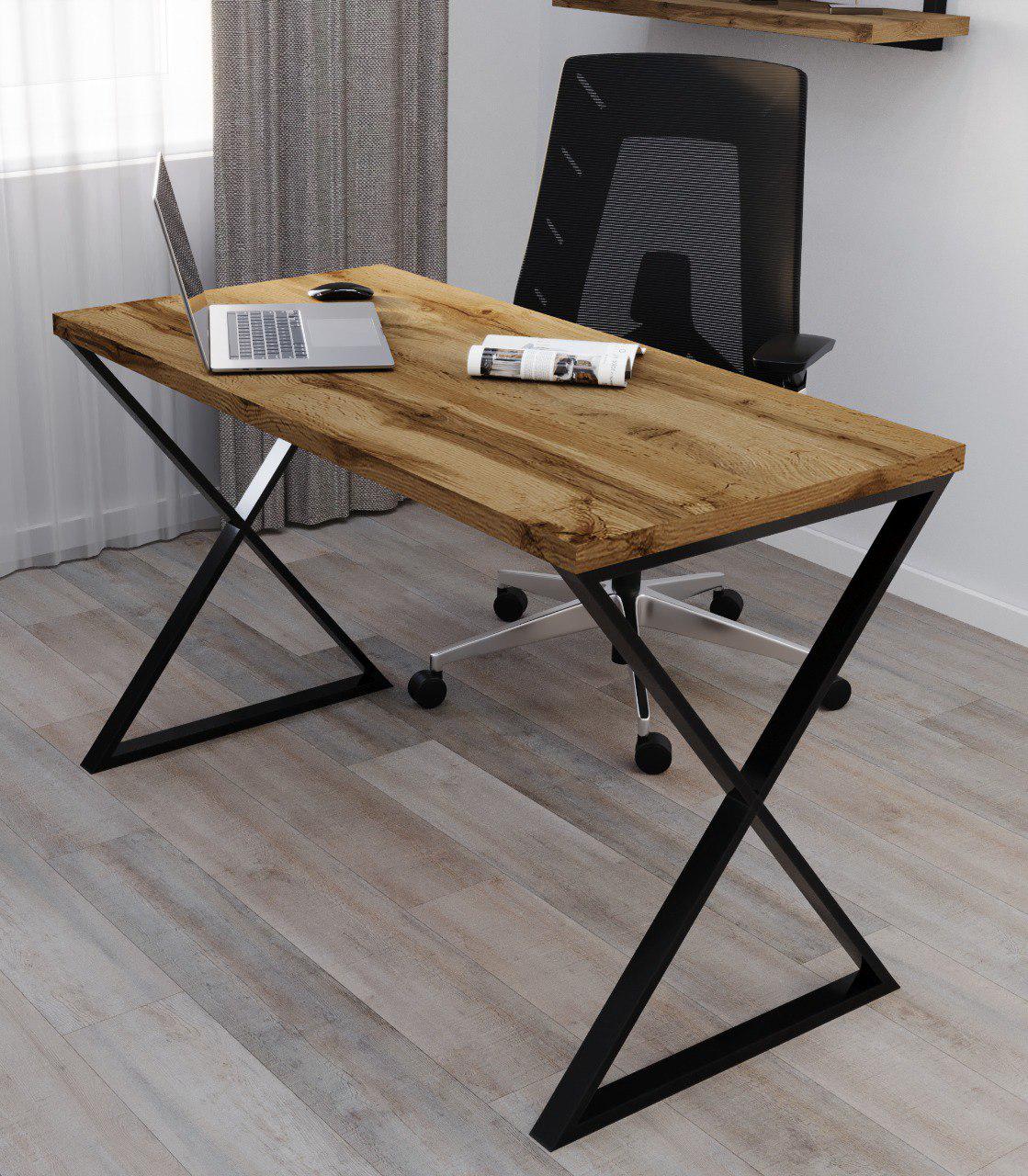 Стол письменный Loft Серия 15 металлический профиль 80х40 мм 1400х700х32 мм Дуб тахо (22721412)