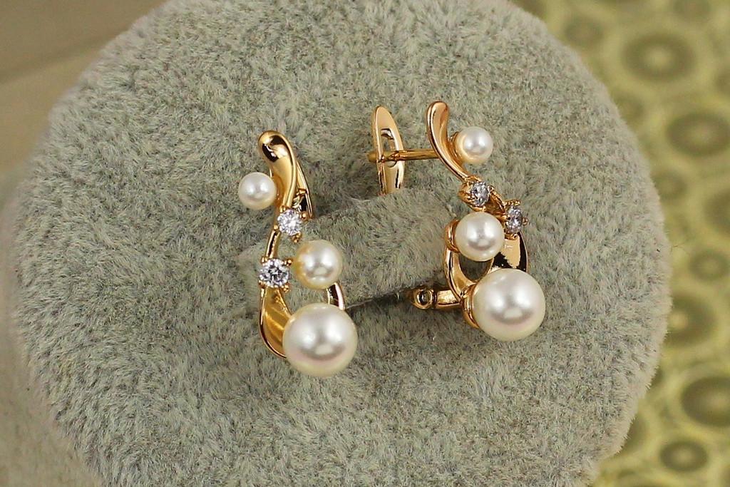 Серьги Xuping Jewelry Прометей с жемчужиной 2 см Золотистый (2418124081)