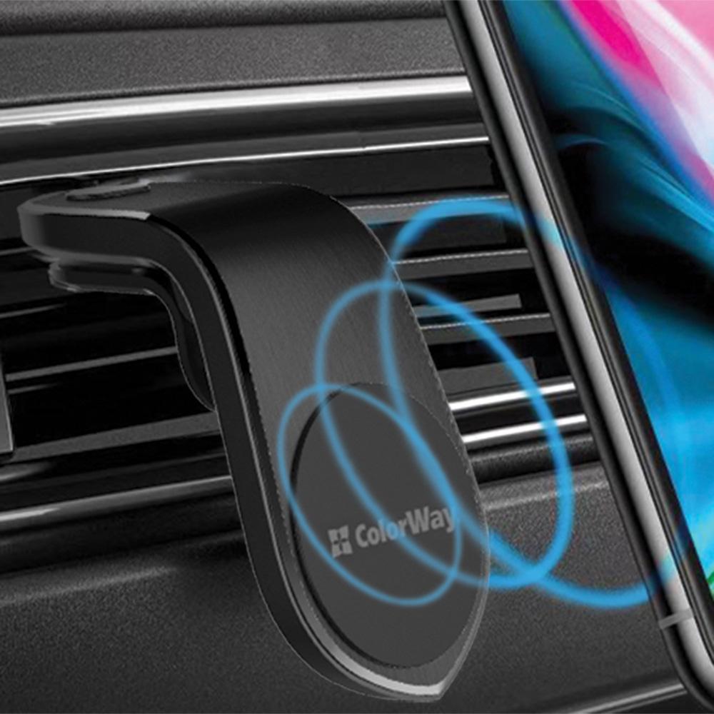 Автотримач магнітний для телефону ColorWay Metallic Air Vent-1 Black (CW-CHM04-BK) - фото 9 Автотримач магнітний для телефону ColorWay Metallic Air Vent-1 Black (CW-CHM04-BK) - фото 9