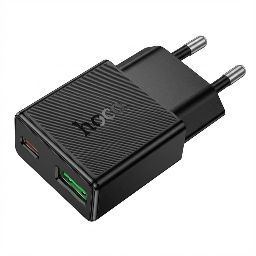 Зарядний пристрій мережевий Hoco N73 Ultra-Thin 20W з портами USB-C та USB-A Чорний (30845294)