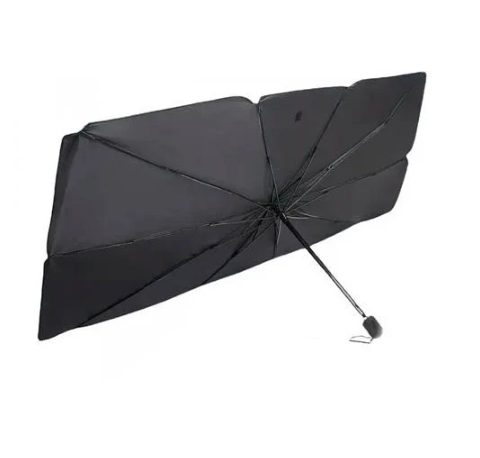 Сонцезахисна парасолька автомобільна на лобове скло в чохлі S 115x65 см Black (534897)