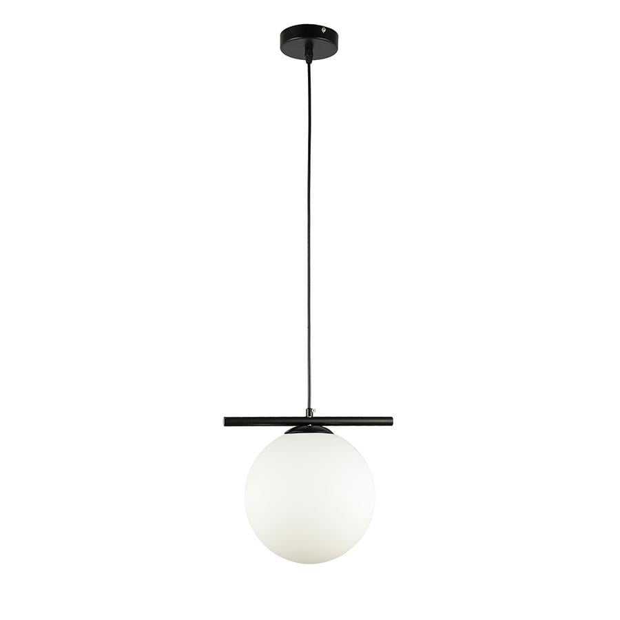 Світильник підвісний куля Levistella 7841023-1 BK/WH плафон білий 200 мм Чорний