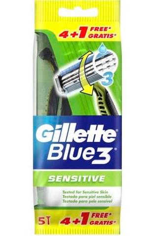 Бритва мужская одноразовая Gillette Blue 3 Sensitive 5 шт. (14268)