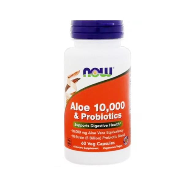 Диетическая добавка Now Aloe 10 000 and Probiotics 60 капсул