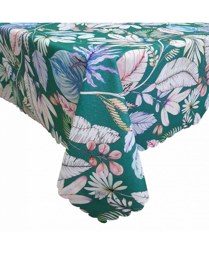 Скатерть водоотталкивающая Simfoni 136х220 Листя на зеленом