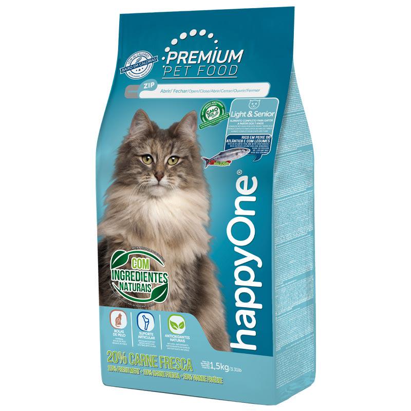 Корм сухий HappyOne Premium Cat Light&Senior Fresh Meat для літніх котів 1,5 кг (5600760440501)