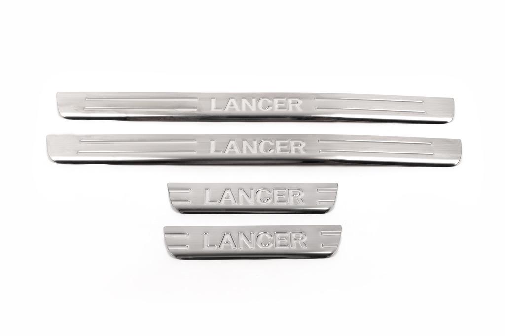Накладки на пороги Omsa Line для Mitsubishi Lancer 9 2004-2008 гг. нержавеющая сталь Хром