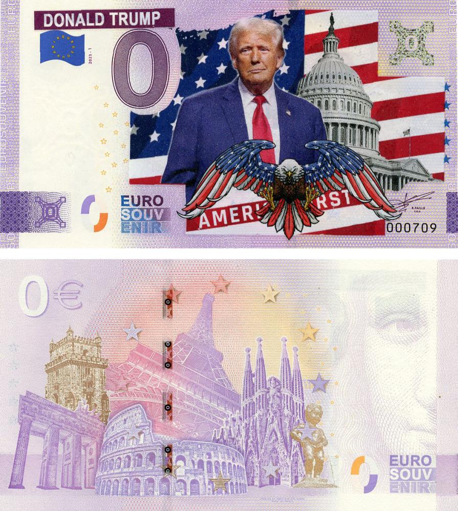 Коллекционная банкнота США 0 ЕВРО 2023 UNC Президент Коллекционная банкнота США Дональд Трамп (Б22989)